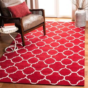 White-Red Fence-Design Woolen Carpet Manufacturers in Paramaribo